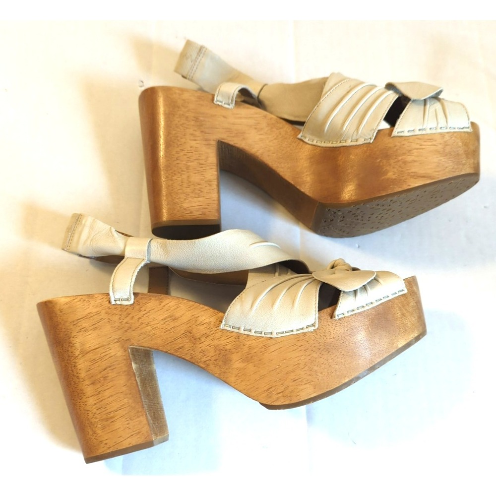 Anthropologie Miss Albright Size 9B Sandal Platform Clog Wooden Heels Chic Gal